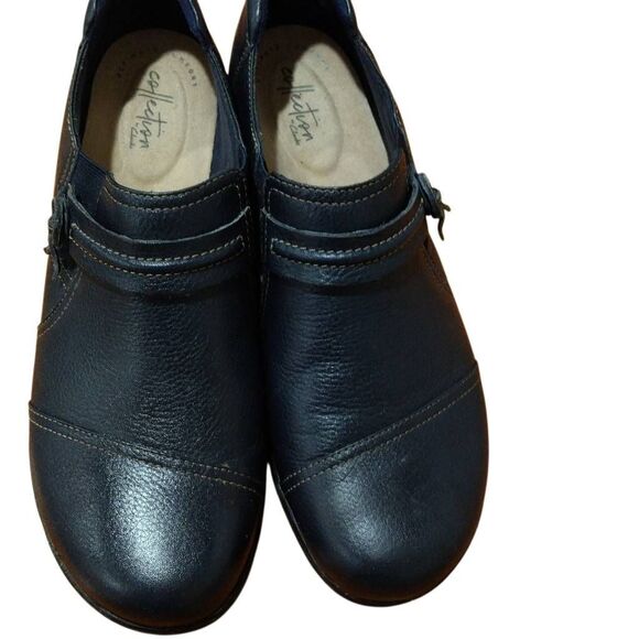 Clarks Shoes Women's Blue Pebble Leather Slip On Loafer Size 11 NWOT - Picture 1 of 14
